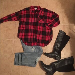 Warm flannel Red and Black plaid shirt