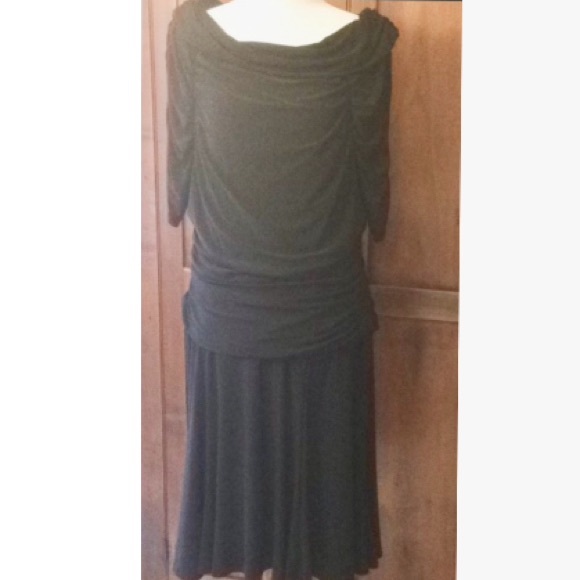MARINA Dresses & Skirts - Dramatic Marina Draped Neck Dress w/ Ruching