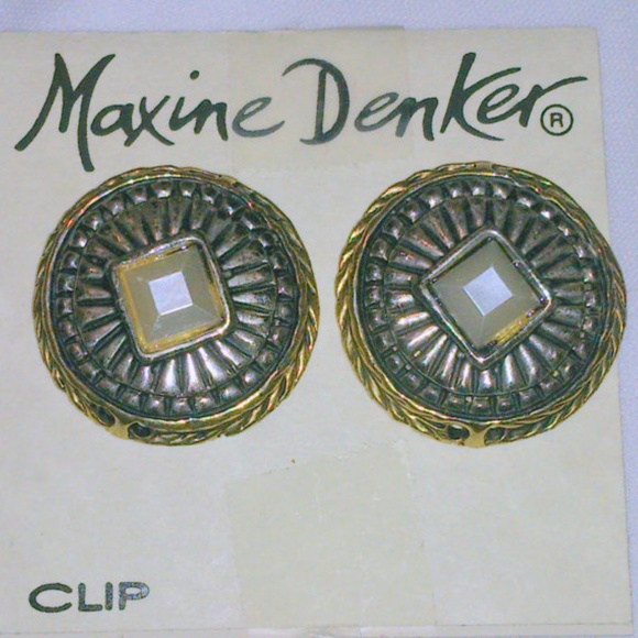 Vintage NOS Maxine Denker Two Tone Earrings - Picture 2 of 4