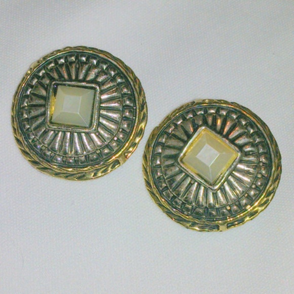 Vintage NOS Maxine Denker Two Tone Earrings - Picture 1 of 4