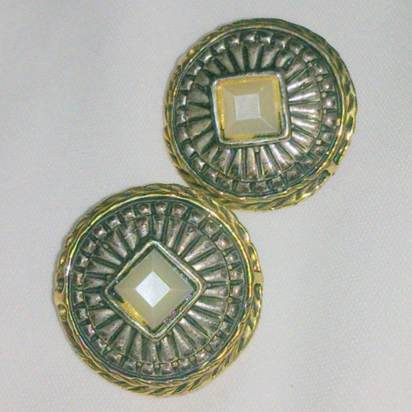 Vintage NOS Maxine Denker Two Tone Earrings - Picture 3 of 4