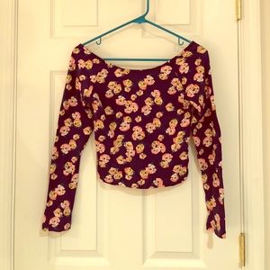 NWOT Nordstrom Flower Long Sleeve Crop top