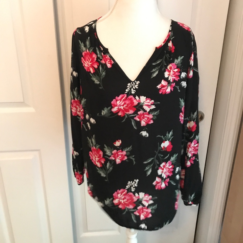 Clearout! Floral Print Long Sleeve Blouse Old Navy
