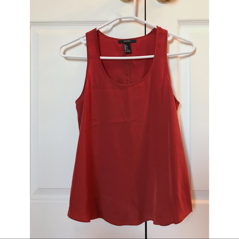 Silky blouse, burnt sienna color. Size Small