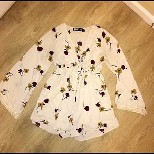 Ivory floral romper!