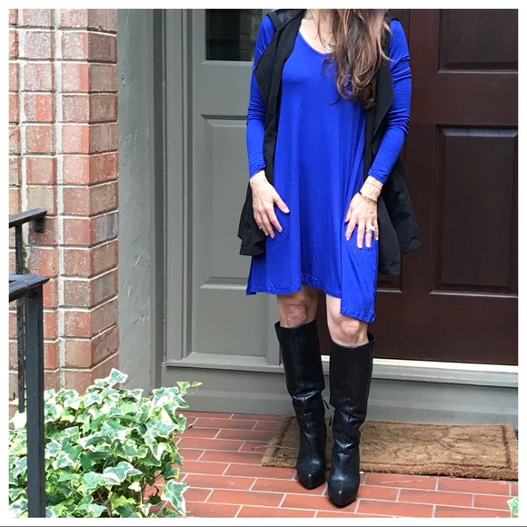 ✨LAST ONE ✨Royal blue V neck swing dress - Picture 3 of 5