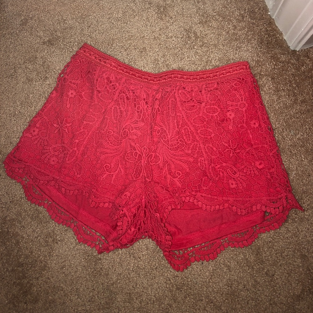 Pink crochet shorts