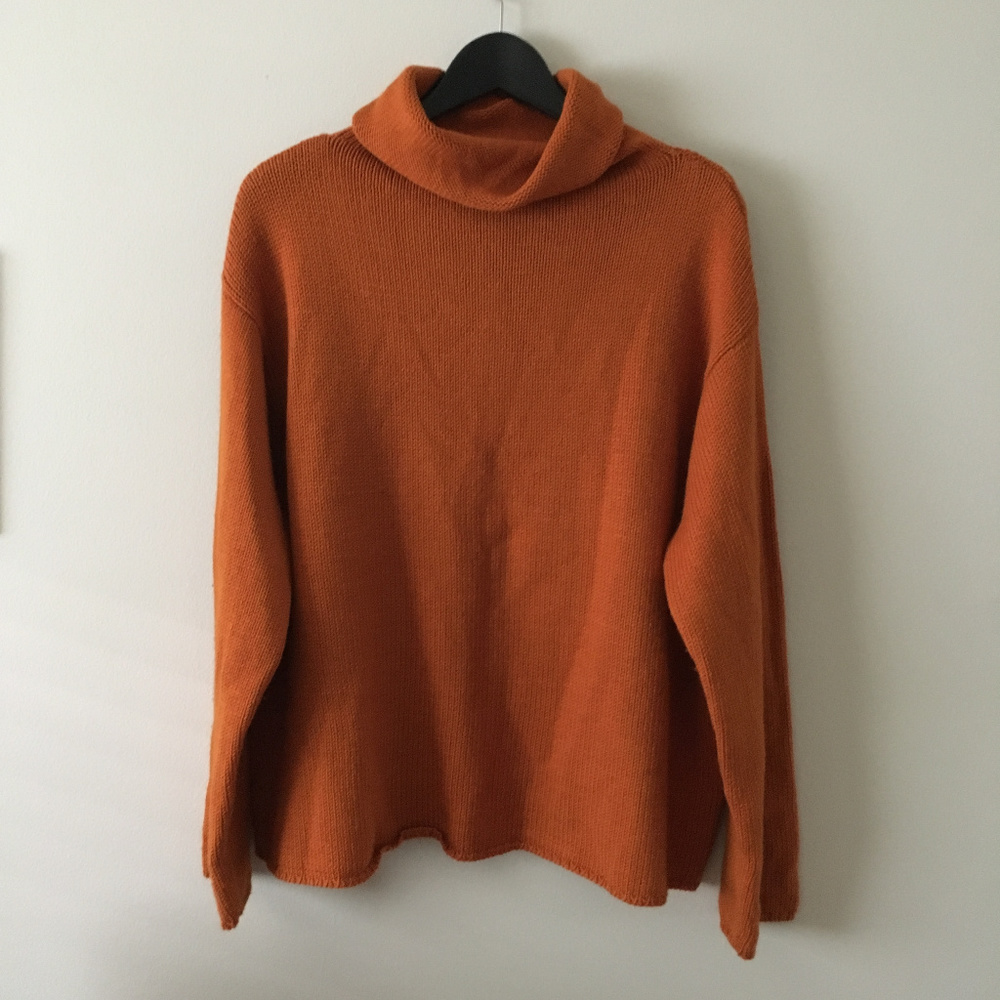 Eileen Fisher Orange Rust Turtleneck Sweater