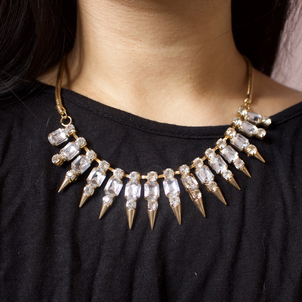 Golden Spikes Statement Necklace