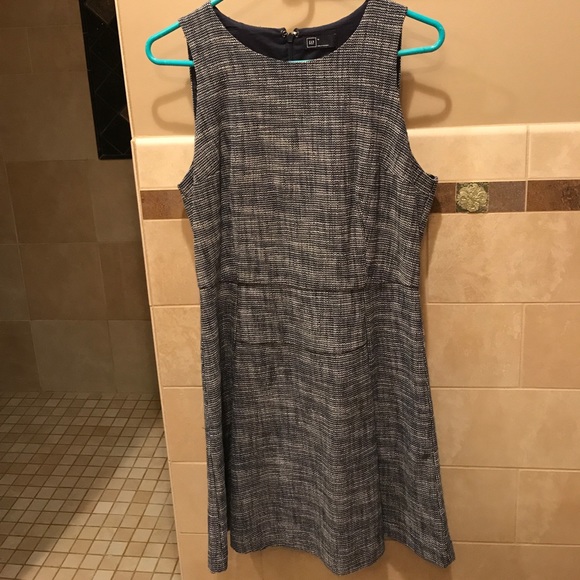 GAP Dresses & Skirts - Gap blue tweed fit and flare sleeveless dress.