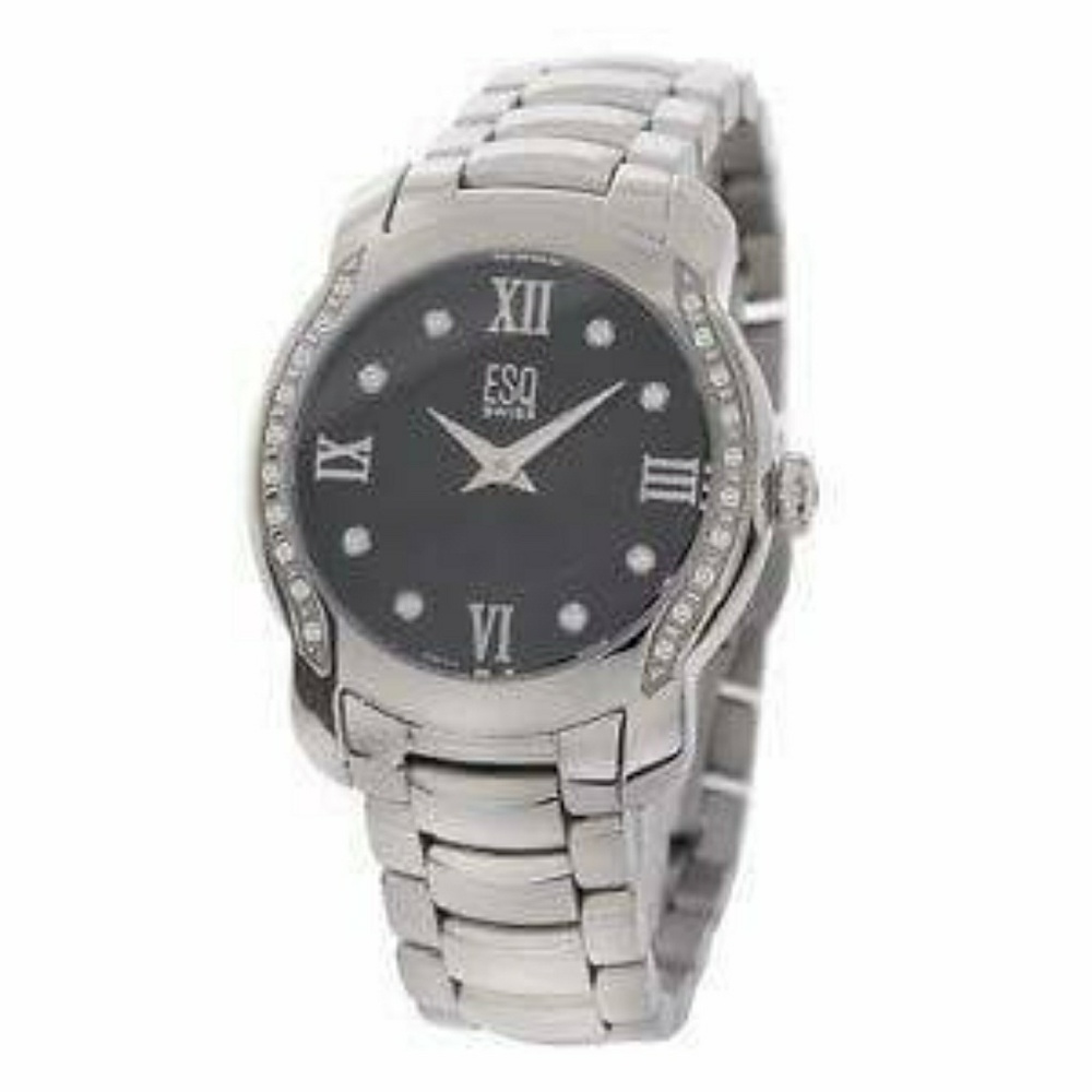 ESQ by Movado Verona Stainless Steel Black Dial