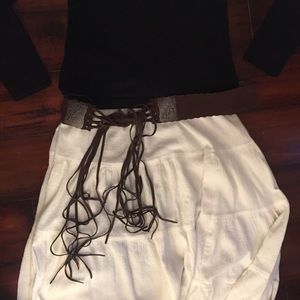 Express brown fringed belt