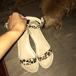 Leopard Sandal. Never worn. Fits like a size 8