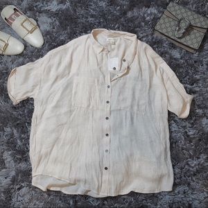 Silence+Noise beige button down shirt
