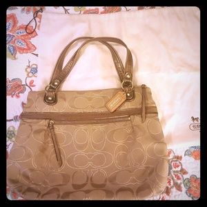 Large gold Coach purse