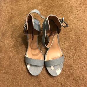 Light Blue Denim Patch Heel