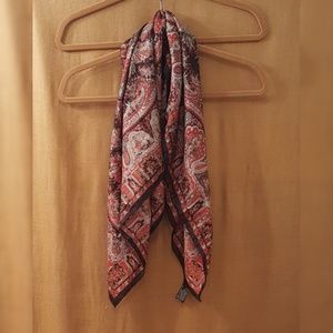NWOT BASHA Silk Scarf, Red Orange Multi,I  Square