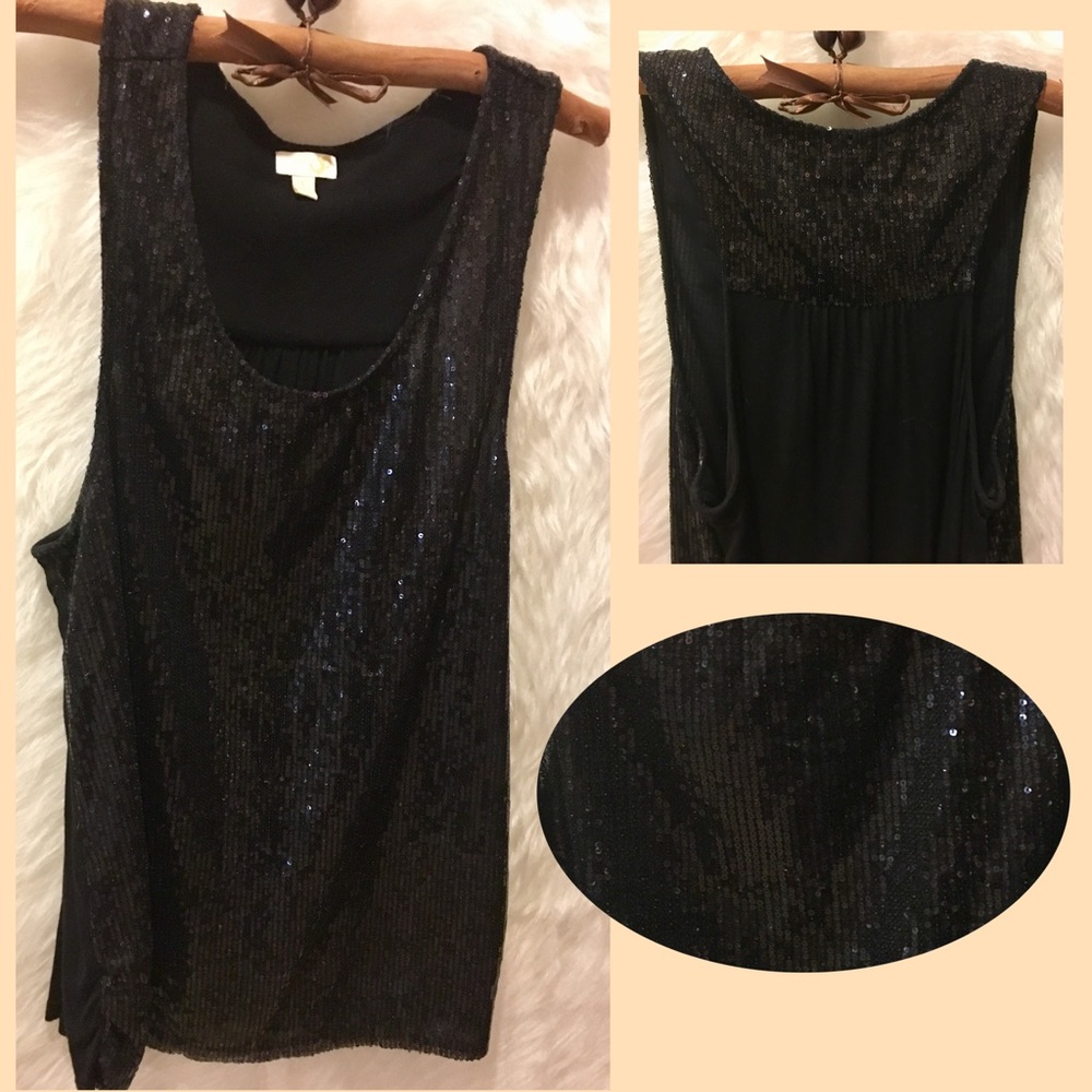 YA Sequin Tank Top, Women’s Black Tank Top