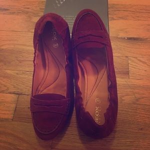 GEOX- Goat suede flats in Bordeaux