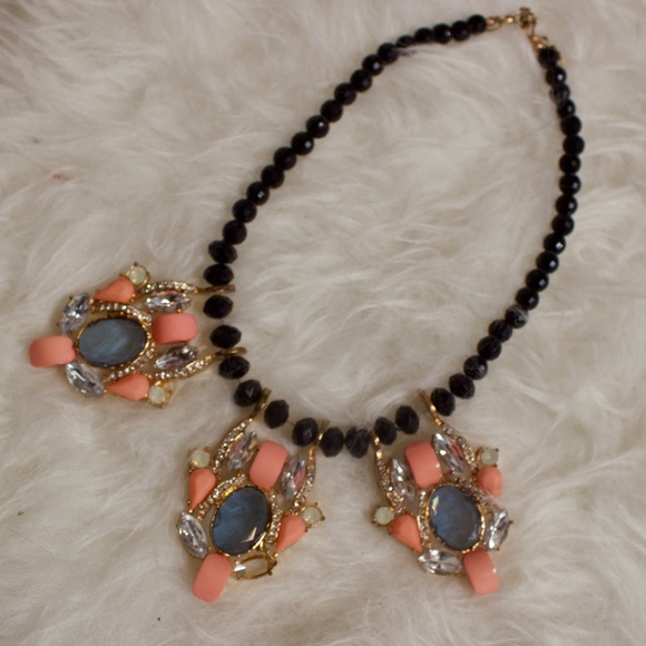 Coral & Blue Statement Necklace - Picture 1 of 3