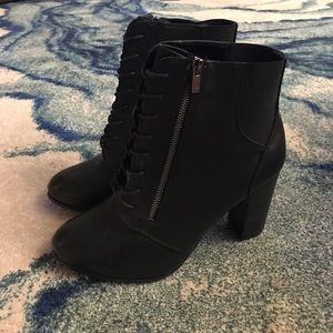 Lace Up Leather Heeled Boots