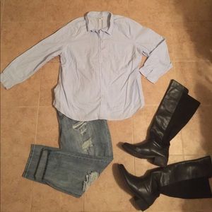 Blue long sleeve button down shirt