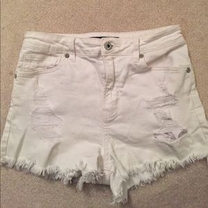 White high waisted jean shorts