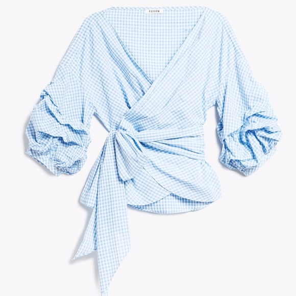 Farrow Tops - NWT Jayne Wrap Top in Blue Gingham
