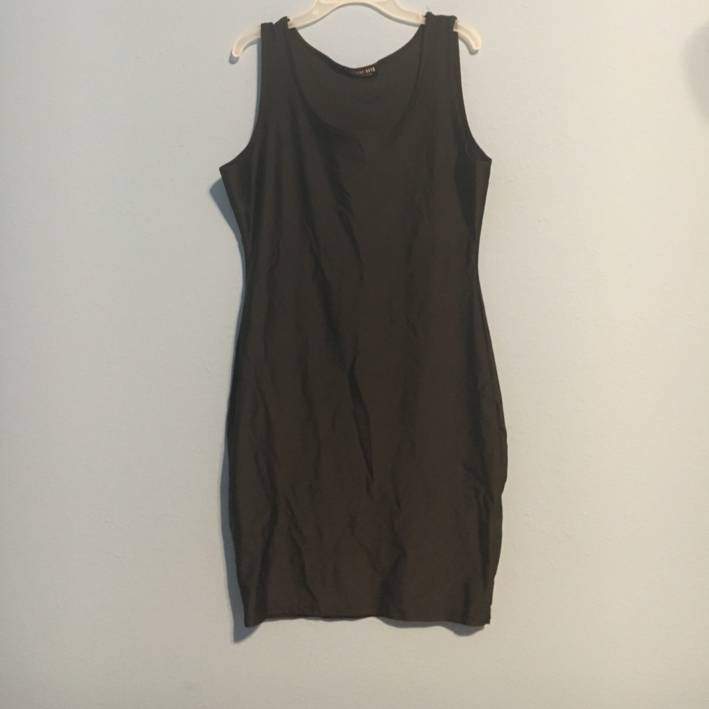 Black leather mini dress