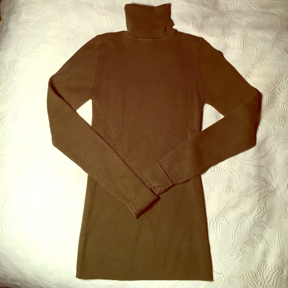 EUC olive cotton/tencel turtleneck by 525. S. EUC.