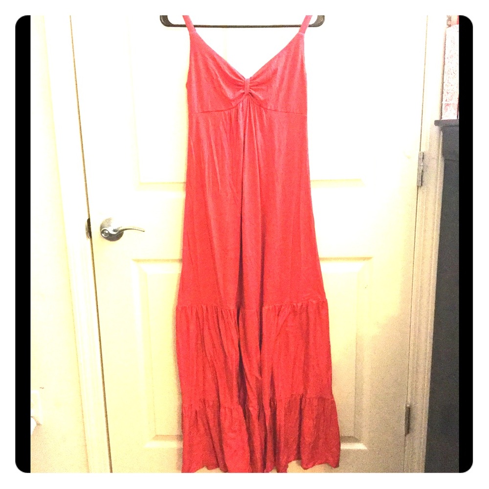 Coral maternity maxi dress