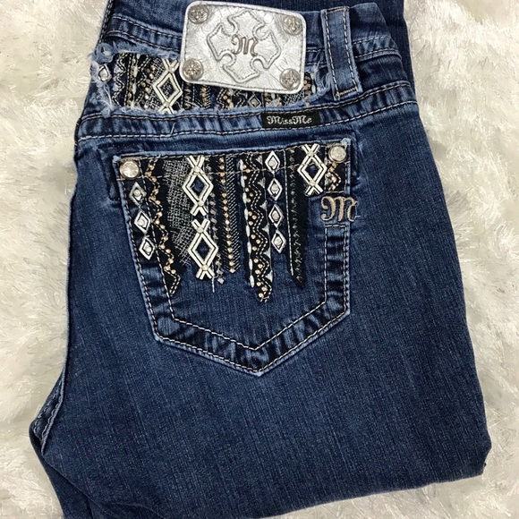 Miss Me Denim - Beautiful Miss Me Embroidered Mid Rise Jeans