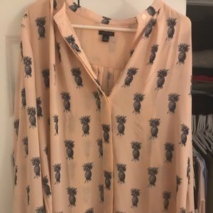 Ann Taylor pink blouse with pineapple design. XL