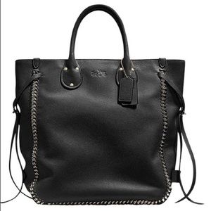 Tatum Tall in Whiplash Leather Black Tote Bag