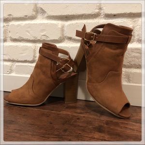 Peep Toe Buckle Bootie