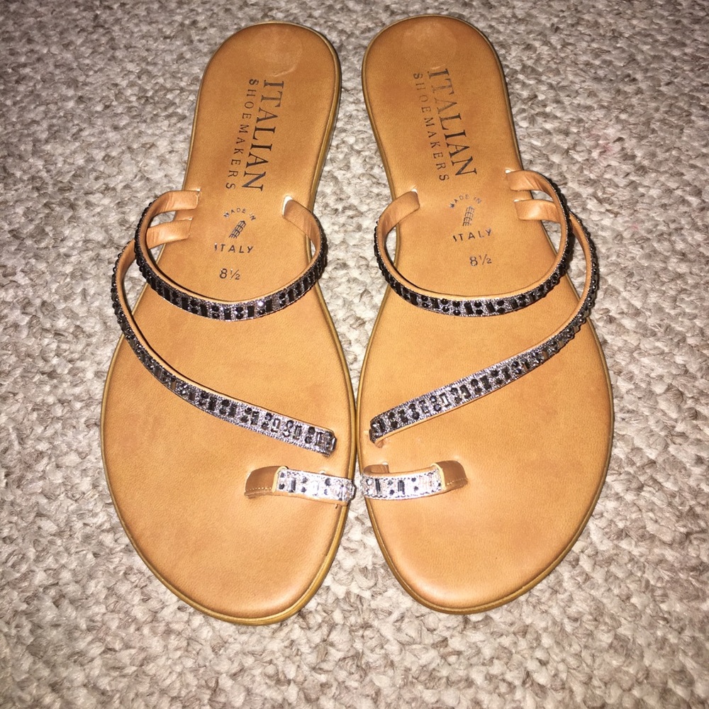 Italian Shoemakers Rhinestone and leather sandals