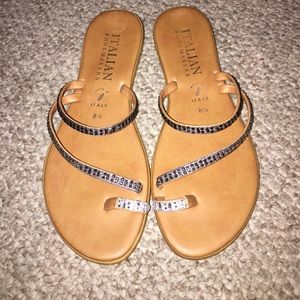 Italian Shoemakers Rhinestone and leather sandals