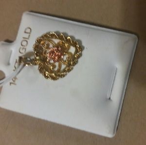 14k solid braided heart charm