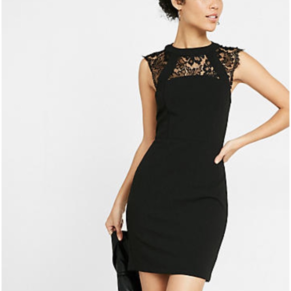 ISO Sleeveless Lace Yoke Sheath dress