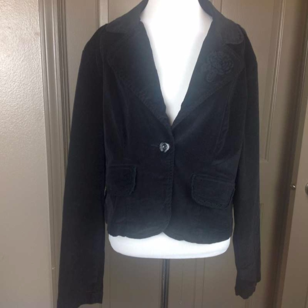 BCI Jacket XL Blazer Corduroy Black Stretch Cotton