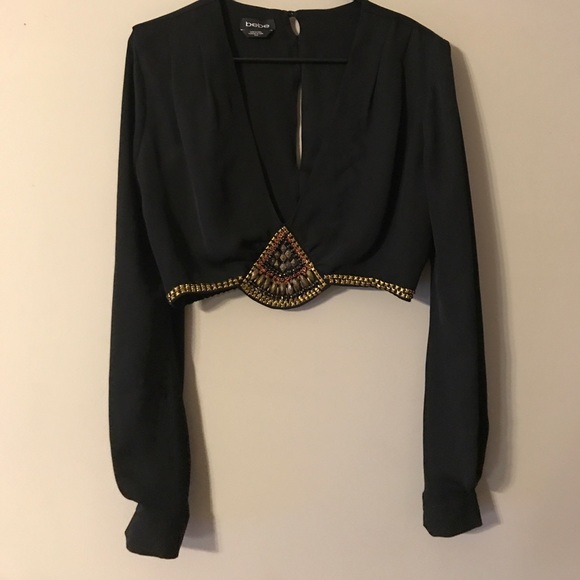 Tops - Bebe Beaded Crop Top Size M