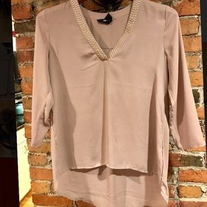 H&M flowy blouse with gold studded collar