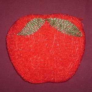Cute Red Apple Beaded Coin Purse