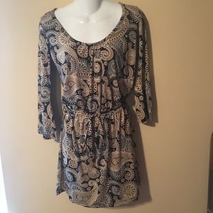 Mud Pie Small Dress Abstract Pattern Long Sleeve