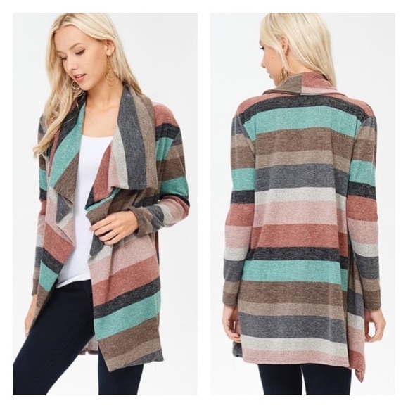 Multi Striped long sleeve cardigan - Picture 3 of 4