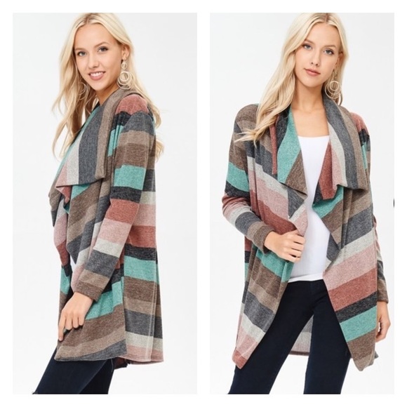 Multi Striped long sleeve cardigan - Picture 4 of 4