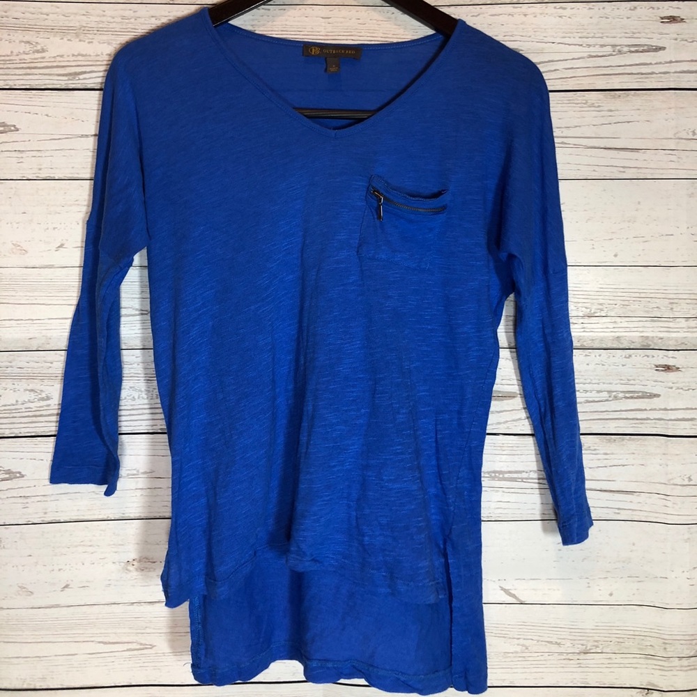 Outback Red Blue High Low 3/4 Sleeve T Shirt