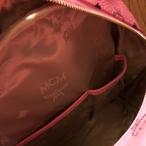 Pink mcm backpack