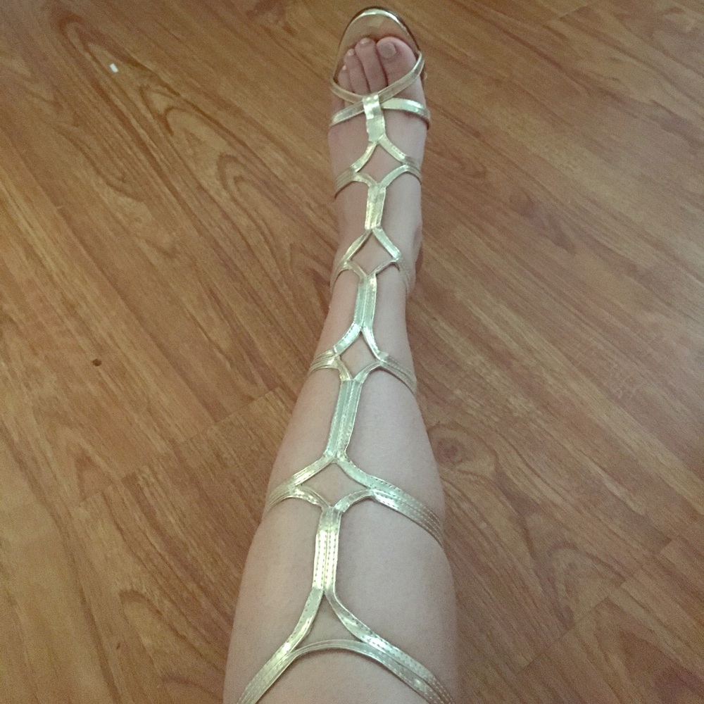 Gold goddess gladiator heels ! Knee high brand new
