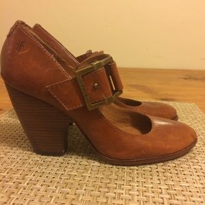 FRYE brown leather Andrea Mary Jane heels size 8